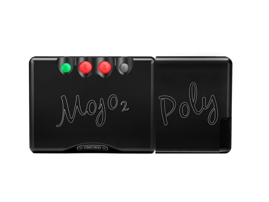 Poly docked to a Mojo 2, seen from above: the two black modules side by side with their scripts, and the Mojo 2's four control spheres